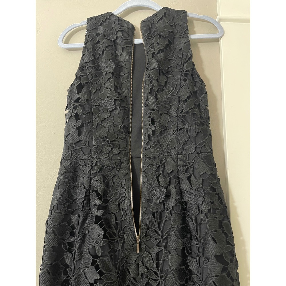 Betsy & Adam Womens Black Floral Lace Sleeveless Midi Cocktail Dress Size 8 - Picture 8 of 9